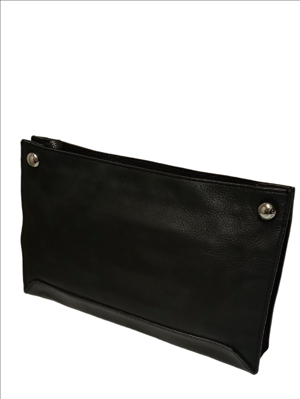 RAG & BONE BLACK LEATHER & SUEDE ZIPPERED CLUTCH BAG - Picture 7 of 11